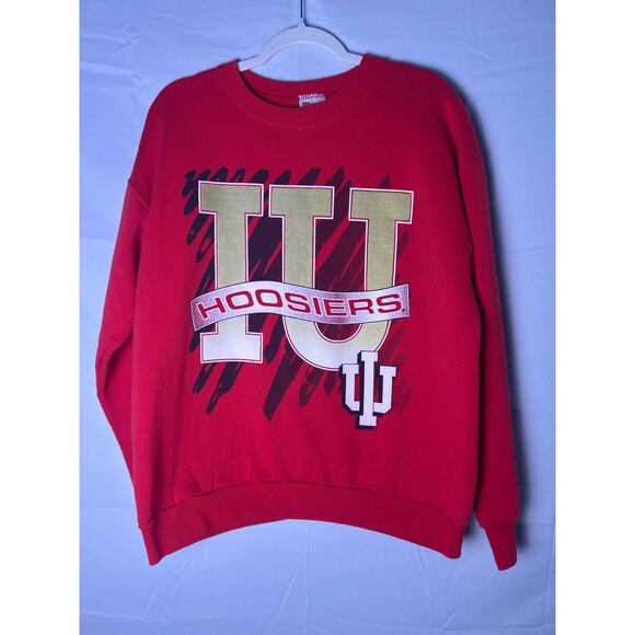 Hanes IU Indiana Hoosiers Red Crewneck Pullover Sweatshirt Women's Size Large - Picture 1 of 3